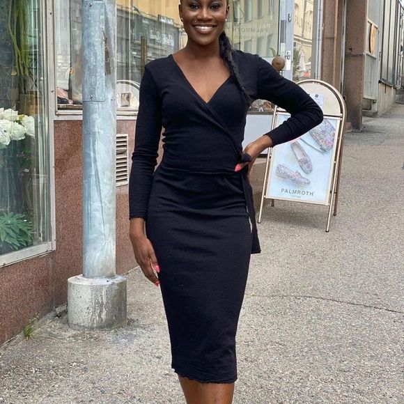 🐑By Basics🐑 Merino Wool Wrap Dress / Size L - Picture 9 of 9